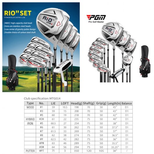 Palos de golf PGM Rio adulto Hombre diestro 12 palos - Imagen 7