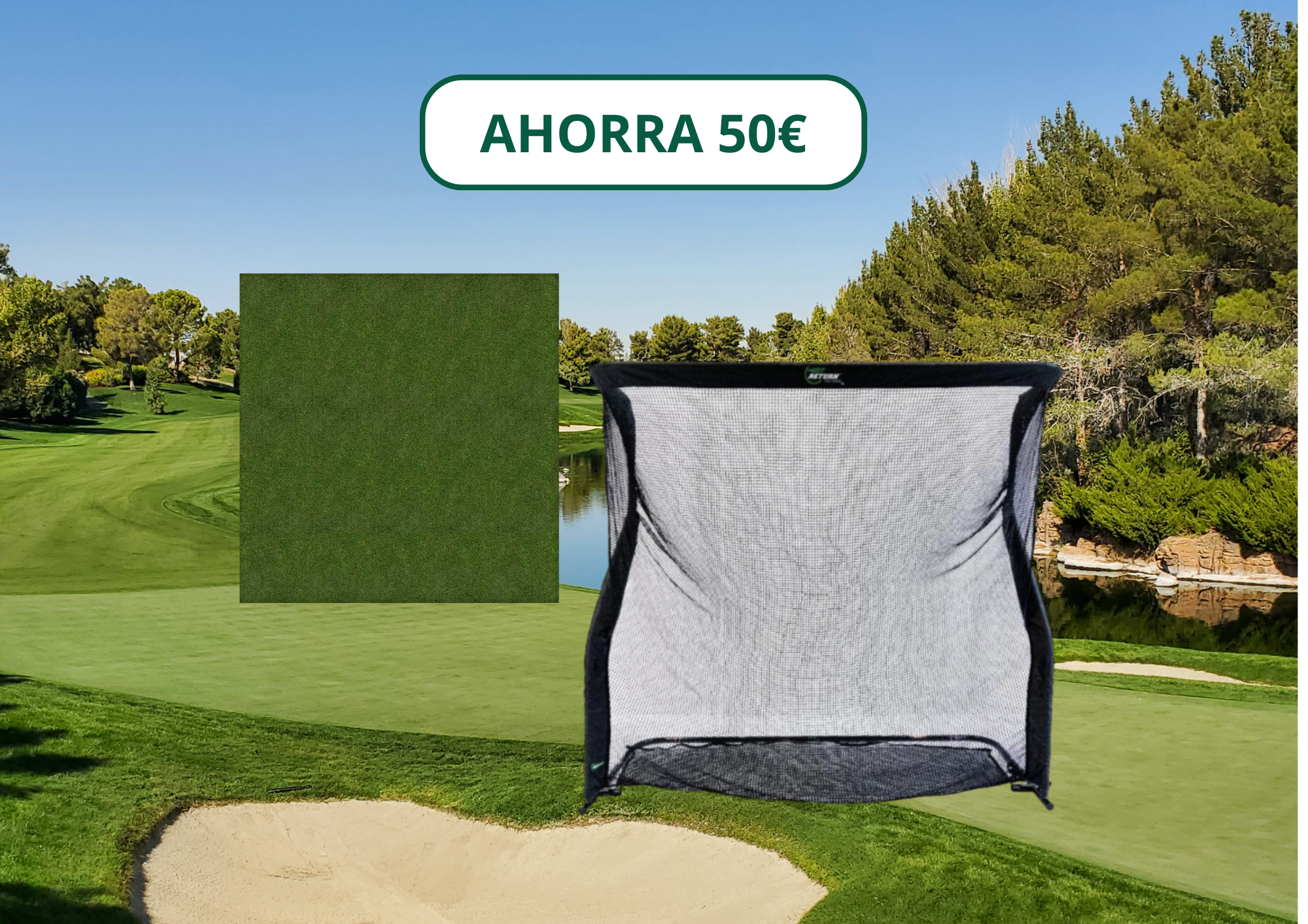 Red De Golf Pro Series V2 Grande y Alfombrilla de golpeo Golf